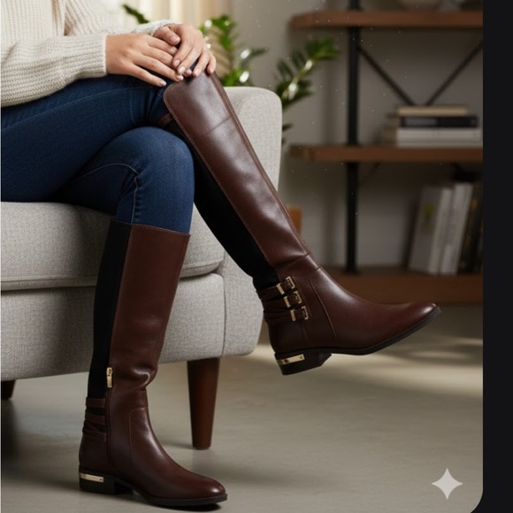 Vince Camuto Leather/Fabric Upper Dark Brown  Boots in Size 7M - Picture 16 of 16